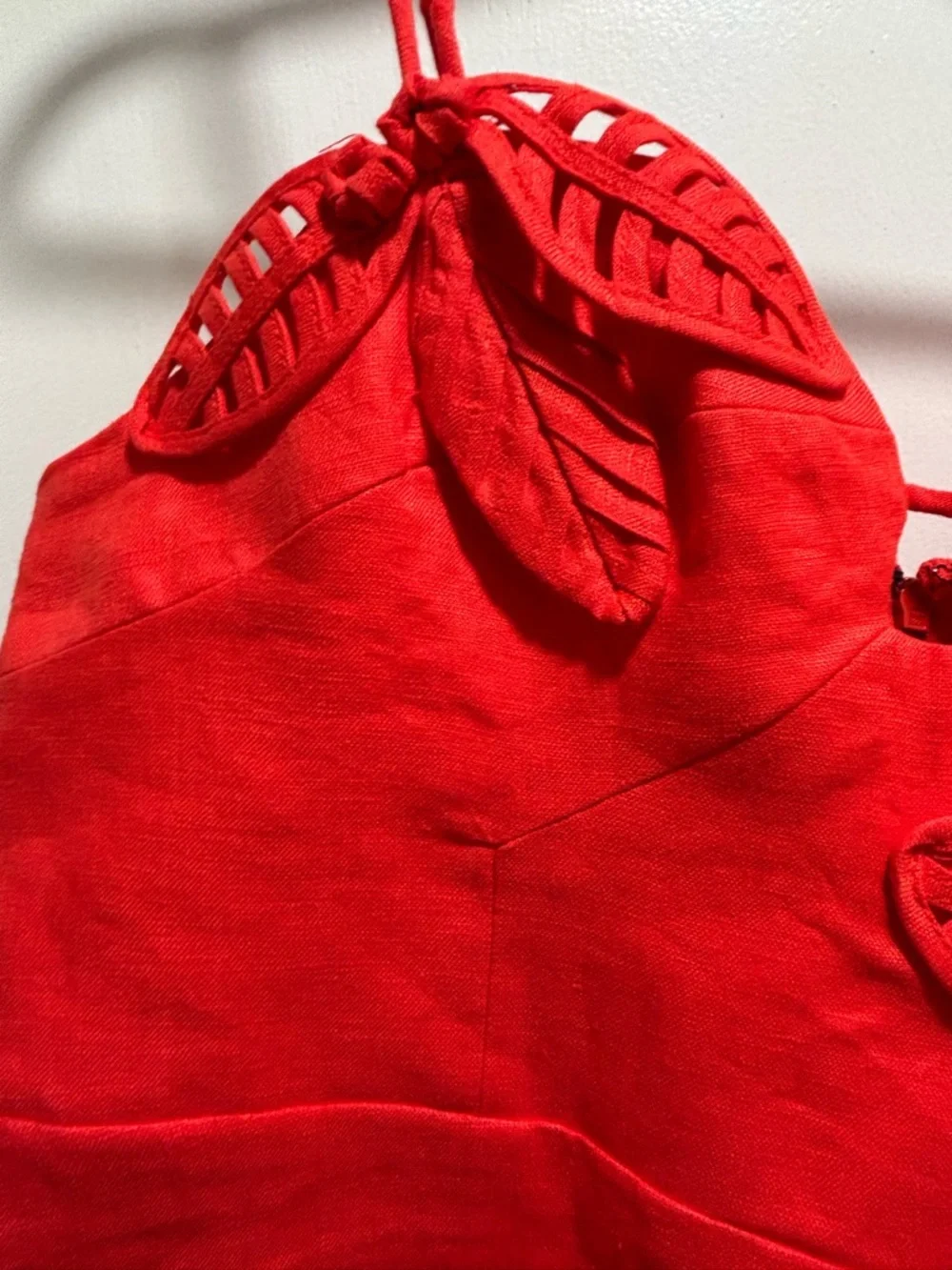 FARM Rio Red Leaf-Applique Spaghetti Strap Mini Dress - Picture 6 of 13